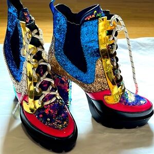 Cape Robbin Mermaid Sequin Patent Leather Boots Sz 9